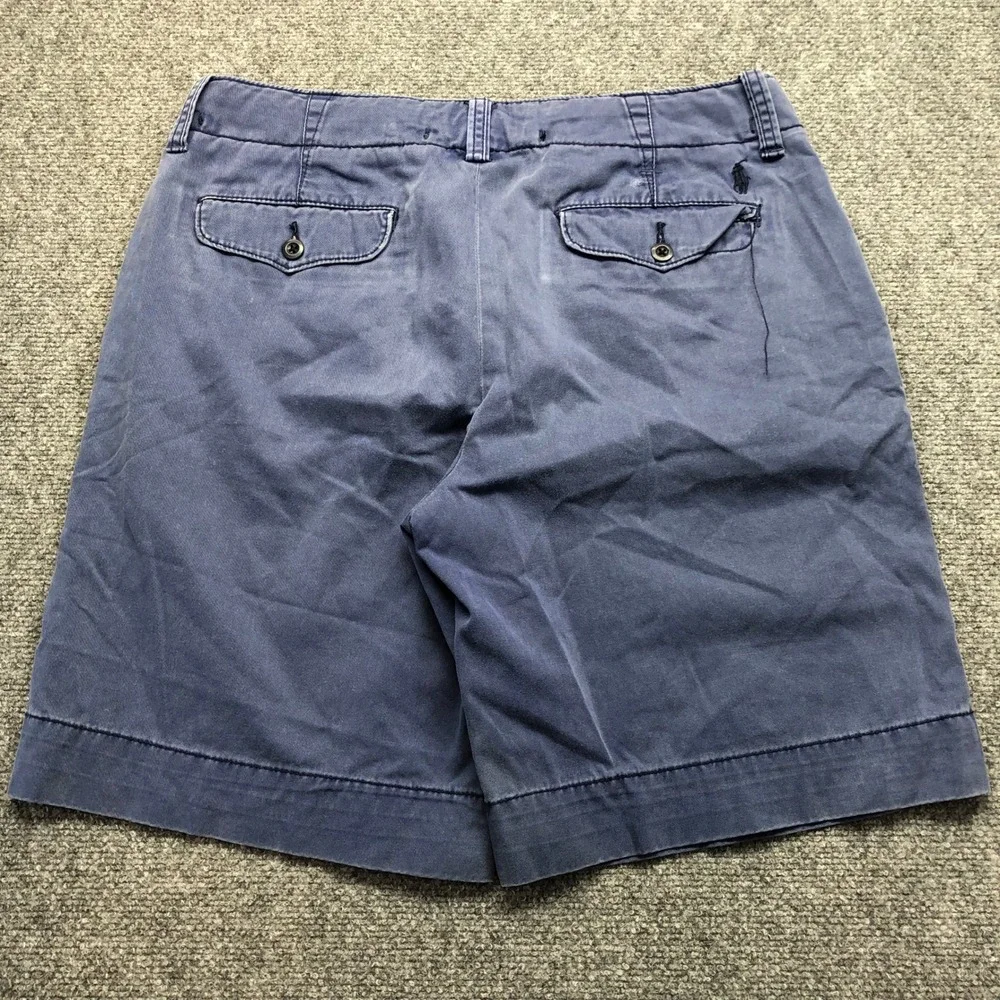 Polo Ralph Lauren Mens Navy Blue Chino Shorts Size 33 Flat Front Cotton Twill